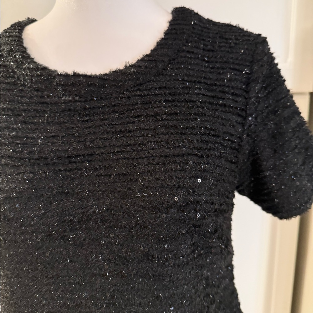 Anthropologie, Delletta Black Women's Metallic Thread Top w/ Feathers , Size S - Picture 6 of 12